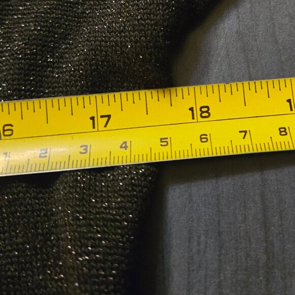 Black Metallic Silver Short Sleeve Knit Sweater XS - Picture 4 of 6